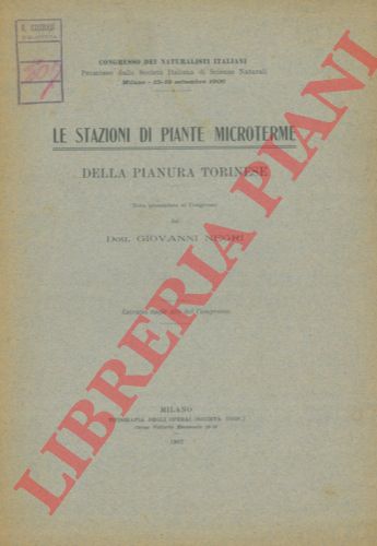 NEGRI Giovanni - - Le stazioni di piante microterme della pianura torinese.