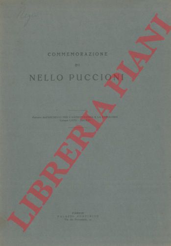NEGRI Giovanni - - Commemorazione di Nello Puccioni.
