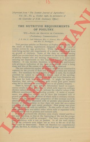- - Nutritive requirements of Poultry. VII. Growth in chickens. 