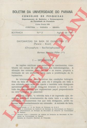 MOREIRA FILHO Hermes - - Diatomaceas da baia de Guartuba (Parana - Brasil).