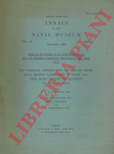 BOKENHAM N.A.H. - NEUGEBAUER F.L.M. - STEPHENSON T.A. - - The vertical distribution of certain intertidal marine gastropods in False Bay.