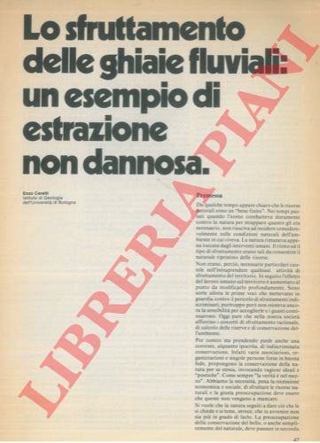 CERETTI Enzo - - Lo sfruttamento delle ghiaie fluviali: un esempio di estrazione non dannosa.