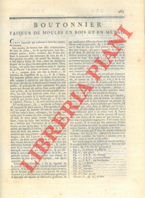 Encyclopedie mthodique. - - Boutonnier. Faiseur de moules en bois et en mtal.