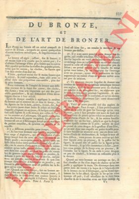 Encyclopedie mthodique - Art du bronz et l'art de bronzer. Canons.