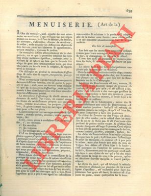 Encyclopedie mthodique - - Art de la menuiserie. ( .. en batiment - .. en meubles - .. en voitures - .. treillageur).
