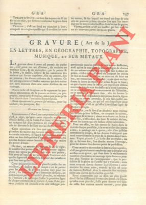 Encyclopedie mthodique - - Art de la gravure en lettres, en gographie, topographie, musique et sur metaux.