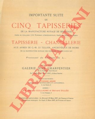 - - Important suite de cinq tapisseries de la Manifacture Royale de Beauvais tisses en 1724