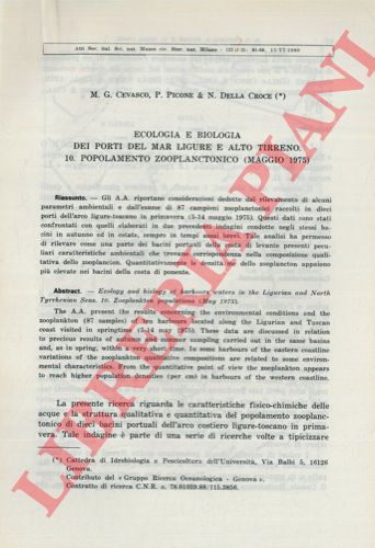 CEVASCO M.G. - PICONE P. - DELLA CROCE N. - - Ecologia e biologia dei porti del Mar Ligure e Alto Tirreno. 10. Popolamento zooplanctonico (Maggio 1975).