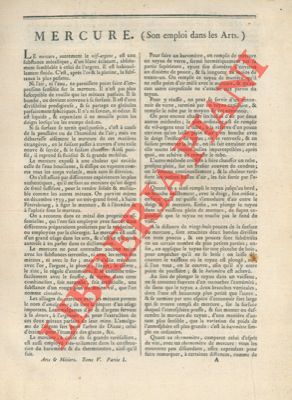 Encyclopedie mthodique - - Mercure. Son emploi dans les Arts.