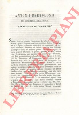 BERTOLONI Antonii - - Miscellanea botanica XX. 