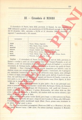 STRAFFORELLO Gustavo - - Circondario di Nuoro. Circondario di Ozieri. Circondario di Tempio Pausania.