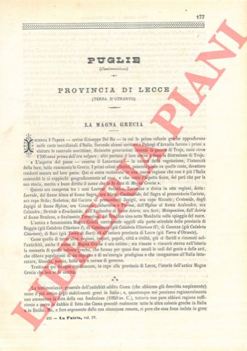 STRAFFORELLO Gustavo - - Provincia di Lecce. Circondario di Lecce.