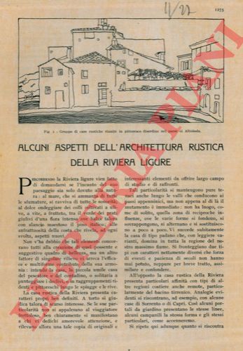 GRIFFINI A. Enrico - - Alcuni aspetti dell'architettura rustica della riviera ligure.