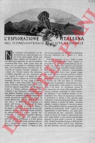 RODIZZA Ferd. - - L'esplorazione italiana nel 1 cinquantennio di vita nazionale.