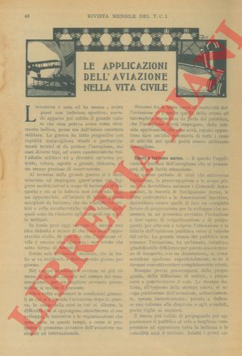 F.P. - - Le applicazioni dell'aviazione nella vita civile.