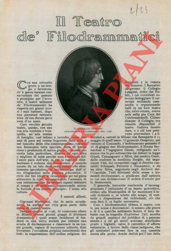 TEGANI Ulderico - - Il teatro d filodrammatici.