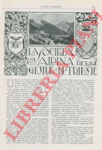 BOEGAN Eugenio - - La societ alpina delle Giulie di Trieste.