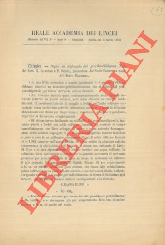 CIAMICIAN Giacomo - SILBER Paolo - - Sopra un solfoacido del pirrilmetilchetone.