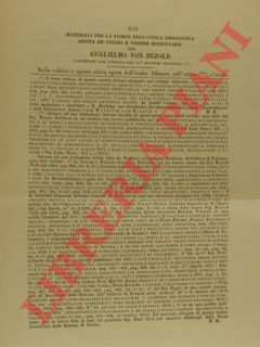 BEZOLD Guglielmo von - - Materiali per la storia dell'ottica fisiologica (ruota d colori e visione binoculare).