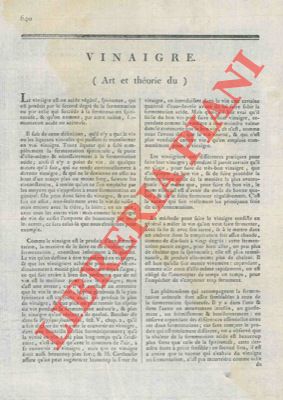 Encyclopedie mthodique - Arts et mtiers. - Art et thorie du vinaigre.