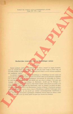 SAUTER M.R. - - Recherches nouvelles sur le Nolithique suisse.
