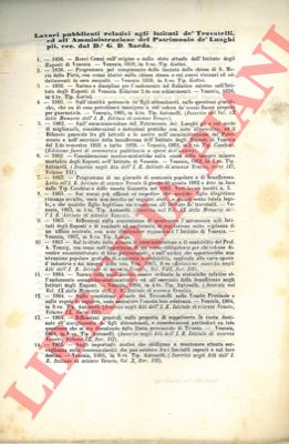 NARDO G.D. - - Lavori pubblicati relativi agli Istituti de' Trovatelli ed all'Amministrazione del Patrimonio de' Luoghi Pii, ecc.