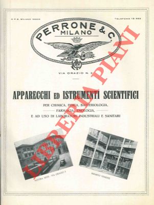 PERRONE & C. Milano - - Apparecchi ed istrumenti scientifici. Per chimica, fisica, batteriologia, farmacia, enologia ed uso di laboratori  industriali e sanitari. Catalogo generale.