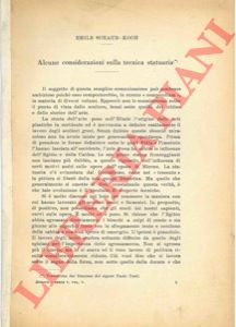 SCHAUB  KOCH Emile - - Alcune considerazioni sulla tecnica statuaria.