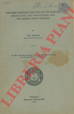 BARTSCH Paul - The West American Mollusks of the families Rissoellidae and Synceratidae, and the Rissoid Genus Barleeia.