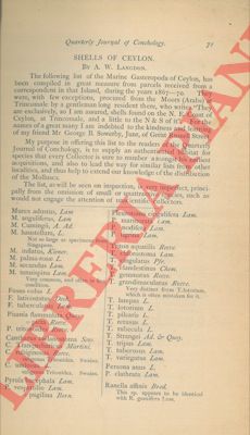 LANGDON A.W. - - Shells of Ceylon.