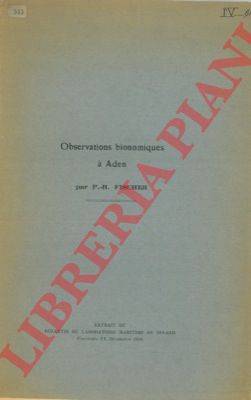 FISCHER P.H. - - Observations bionomiques  Aden.