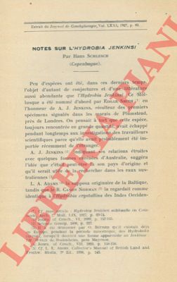 SCHLESCH Hans - - Notes sur l'Hydrobia jenkinsi.