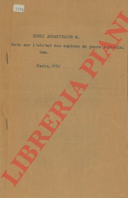 AUCAPITAINE Henri - - Note sur l'habitat des espces du genre Auricola, Lam.