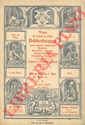 Georges Andrieux. Paris - - Vente de plusieurs belles Bibliothques. Livres anciens, ecc.