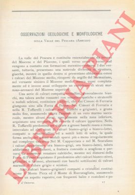 PRINCIPI Paolo - - Osservazioni geologiche e morfologiche sulla Valle del Pescara (Abruzzi).