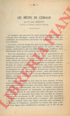 GERMAIN Louis - - Les rcifs de coraux.