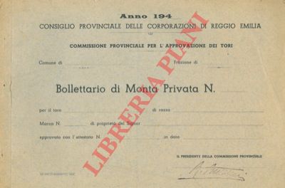- - Bollettario di monta taurina.