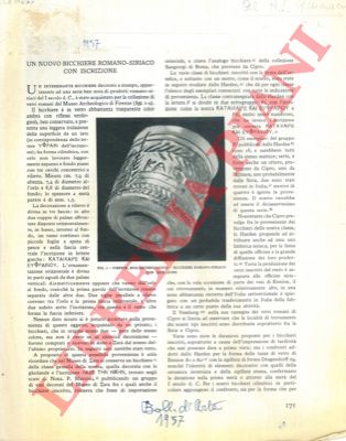 LAVIOSA C. - - Un nuovo bicchiere romano-siriaco con iscrizione.