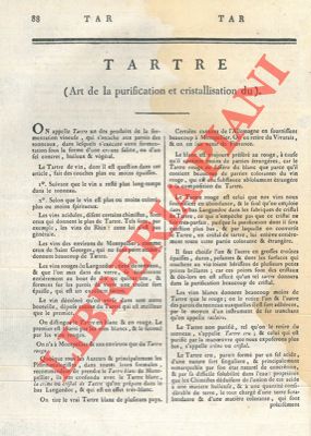 Encyclopedie mthodique - - Art de la purification et cristallisation du tartre.