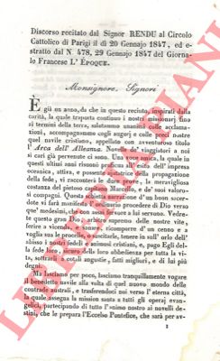 - - Discorso recitato dal Signor Rendu al Circolo Cattolico di Parigi il d