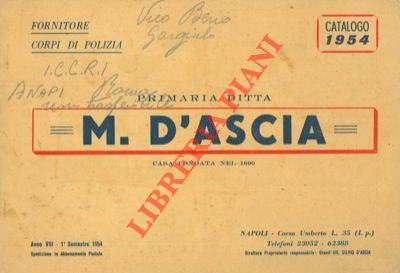 M. D'Ascia. Napoli - - Catalogo. Fornitore corpi di polizia.