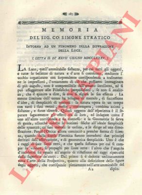 STRATICO Simone - - Intorno ad un fenomeno della diffrazione della luce.
