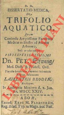 ELFWING Pet. - - Dissertatio medica de trifolio aquatico.