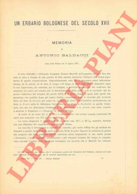 BALDACCI Antonio - - Un erbario bolognese del secolo XVII.