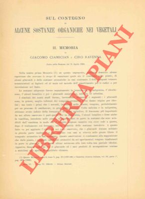 CIAMICIAN Giacomo - RAVENNA Ciro - - Sul contegno di alcune sostanze organiche nei vegetali.