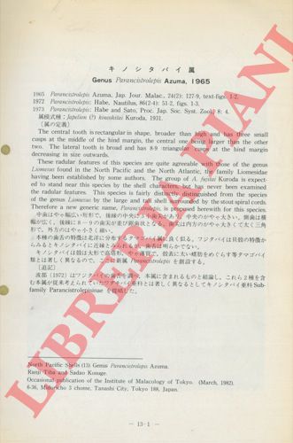 TIBA R. - KOSUGE S. - - Genus Parancistrolepis Azuma, 1965 (Occasional Publications).