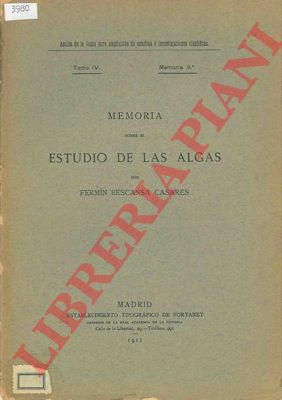 BESCANSA CASALES Fermin - - Memoria sobra el estudio de las Algas.