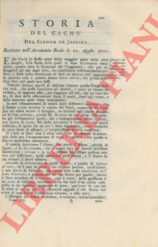de JUSSIEU - GEOFFROY il Giovane - - Storia del Cach. Osservazioni sopra il Nostoch che provano esser egli veramente una pianta. Sopra la Vaniglia.