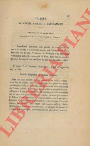 SOBRERO (Ascanio) - - Nota biografica di Eugenio Sismonda.