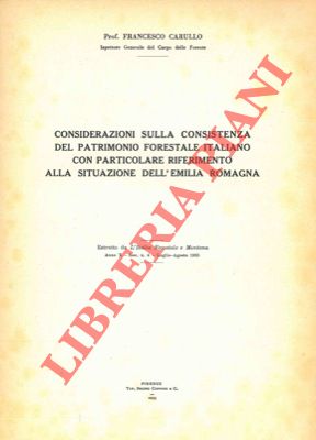 CARULLO Francesco - - Considerazioni sulla consistenza del patrimonio forestale italiano con particolare riferimento alla situazione dell'Emilia Romagna.